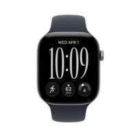 Apple Watch Series 12 (GPS) 46 mm tähtiharmaa alumiinikuori ja musteensininen urheiluranneke, M/L