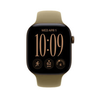 Apple Watch Series 12 (GPS) 46 mm tumma pronssi alumiinikuori ja oliivinvihreä urheiluranneke, M/L