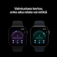 Apple Watch Series 12 (GPS) 42 mm musta alumiinikuori ja musta urheiluranneke, S/M