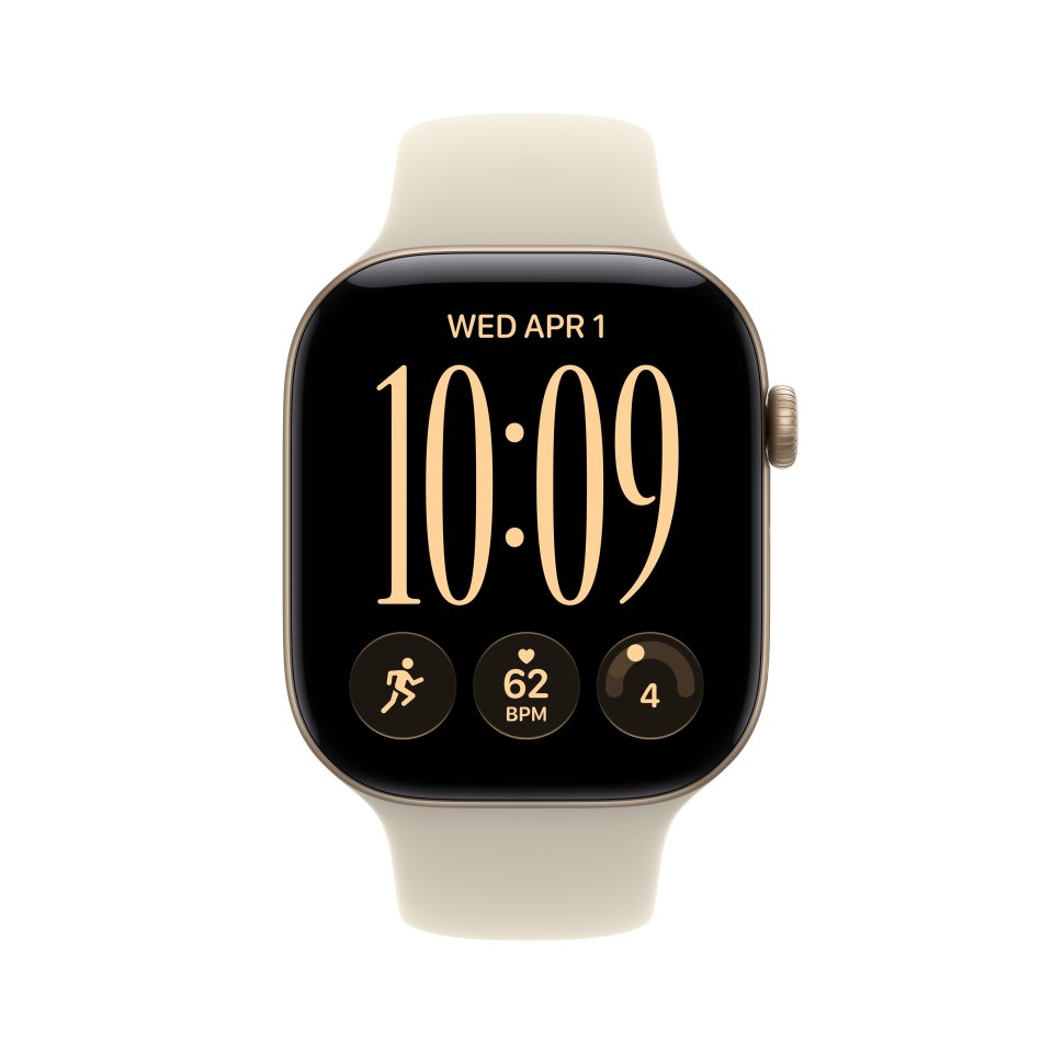 Apple Watch Series 12 (GPS) 46 mm vaalea kulta alumiinikuori ja hiekka urheiluranneke, S/M