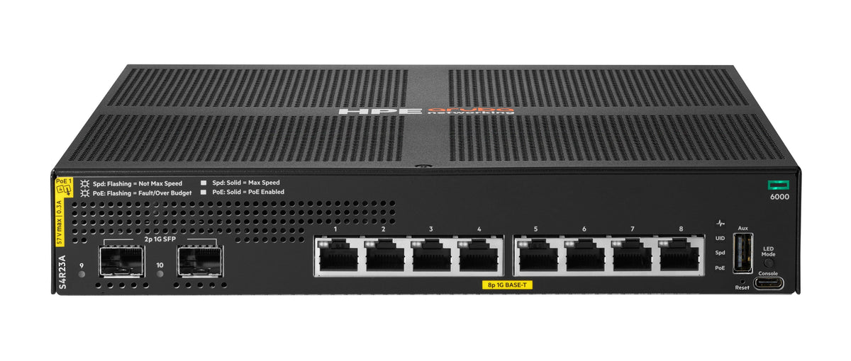 HPE Aruba Networking CX 6000 8p 10M/100M/1G Class4 PoE 2p SFP 1G 67W kytkin – 1