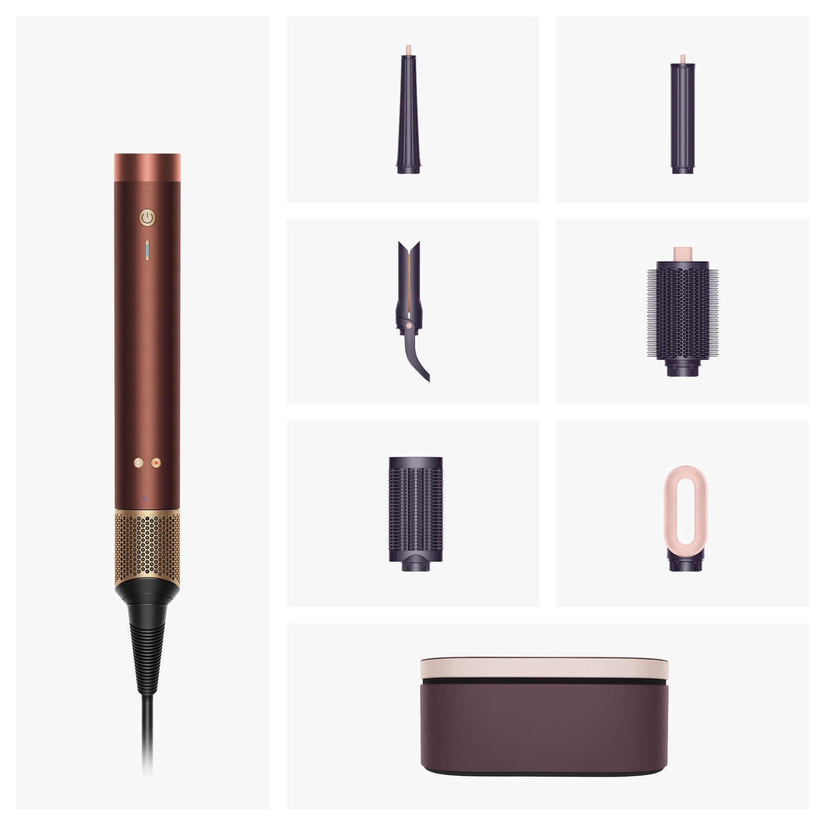 Dyson Airwrap Co-anda 2x Straight+Wavy multi-styler ja hiustenkuivaaja, Plum Copper