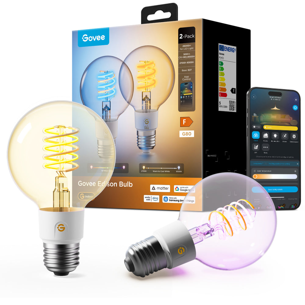 Govee E27 Smart Edison G80 älylamppu, 500 lm, 2-pack – 1