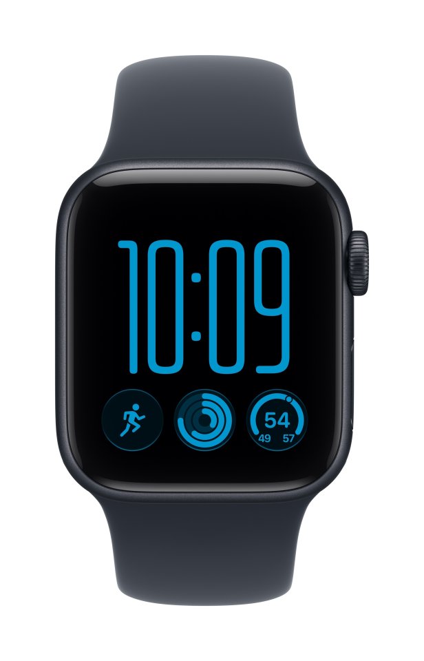 Apple Watch SE 3 (GPS) 40 mm keskiyö alumiinikuori ja musteensininen urheiluranneke, S/M