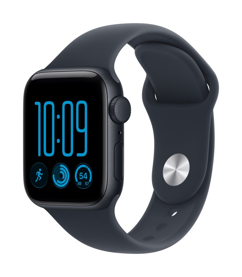 Apple Watch SE 3 (GPS) 40 mm keskiyö alumiinikuori ja musteensininen urheiluranneke, S/M