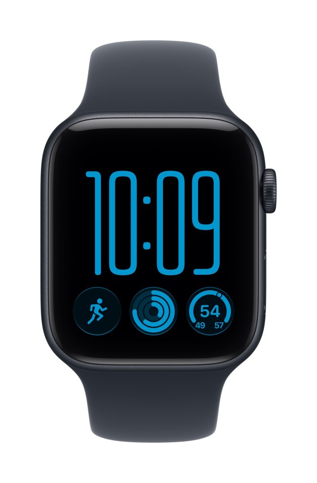 Apple Watch SE 3 (GPS) 44 mm keskiyö alumiinikuori ja musteensininen urheiluranneke, S/M