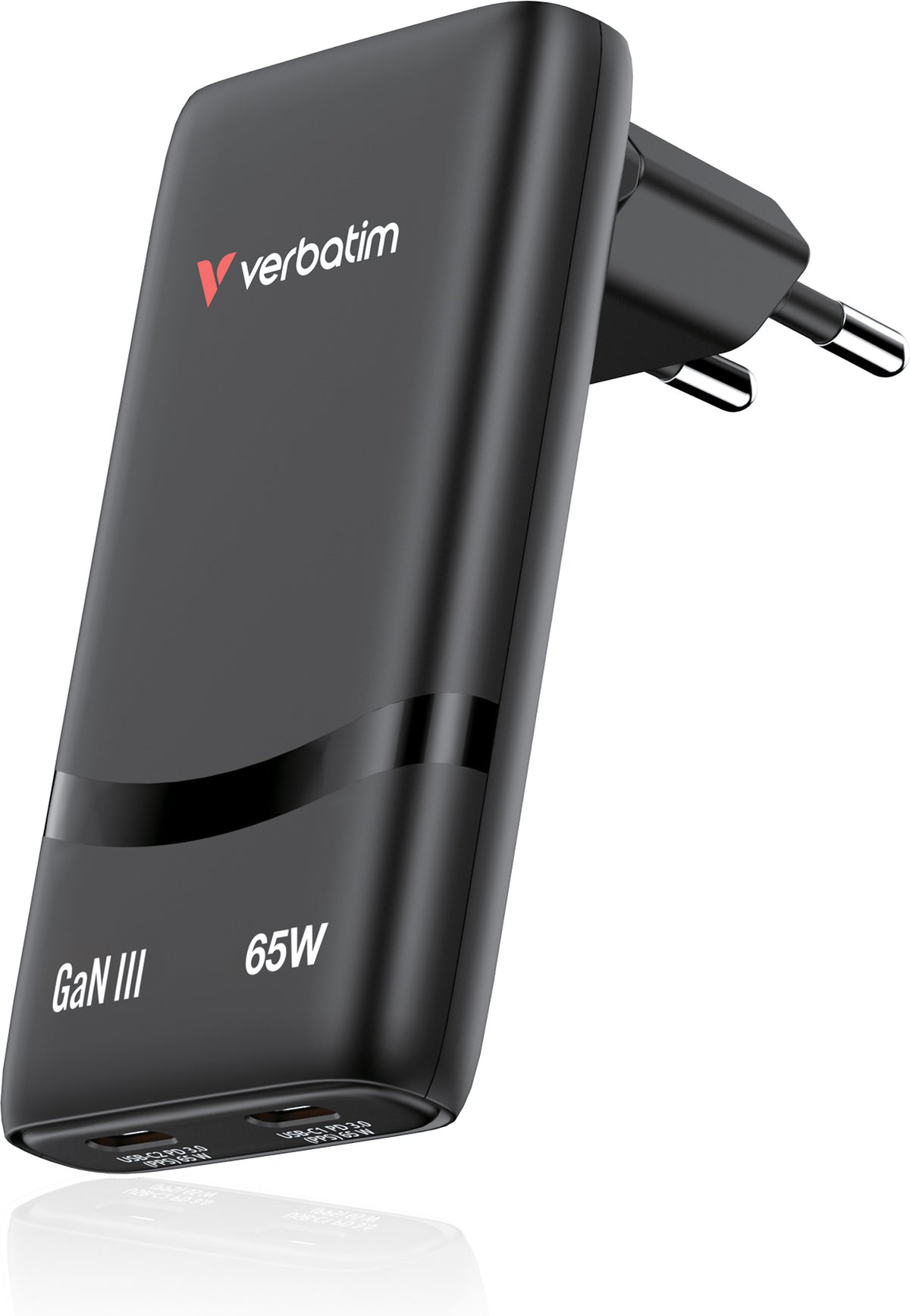 Verbatim Fold'n'Go 65W GaN taitettava laturi, musta – 4