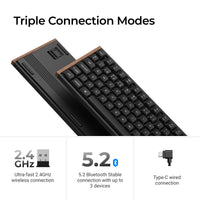 Keychron K1 Ultra SE 80% 8K Wireless näppäimistö, Wood Black, Milk POM Brown kytkimet – 13