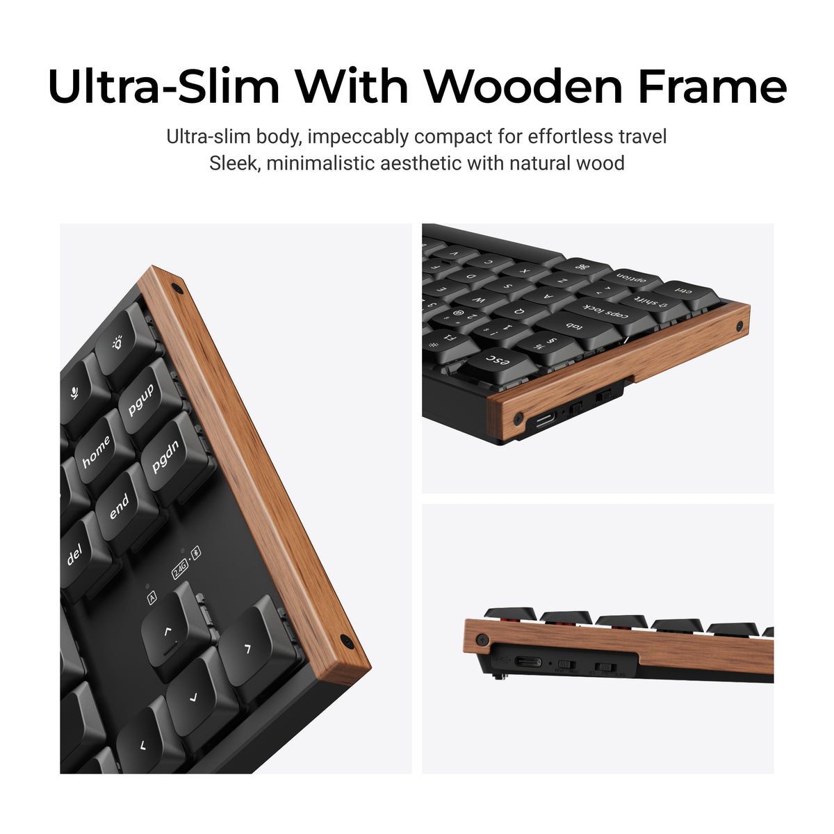 Keychron K1 Ultra SE 80% 8K Wireless näppäimistö, Wood Black, Milk POM Brown kytkimet – 11