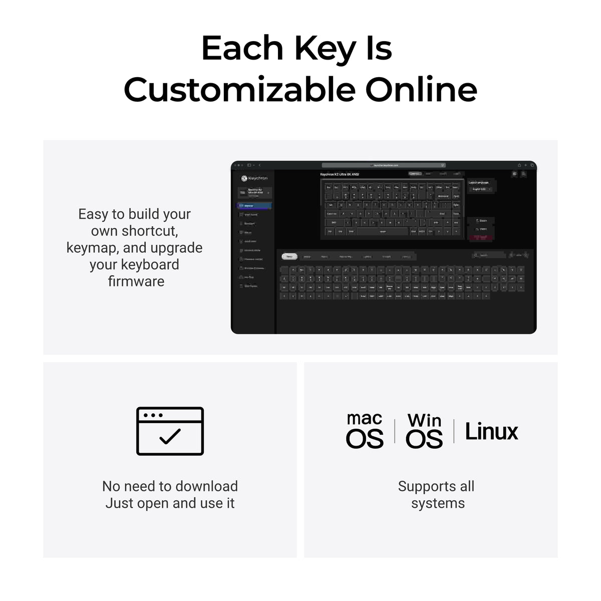 Keychron K2 Ultra 75% 8K Wireless näppäimistö, Black Apex, punaiset kytkimet – 15