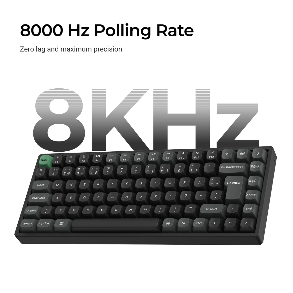 Keychron K2 Ultra 75% 8K Wireless näppäimistö, Black Apex, punaiset kytkimet – 10
