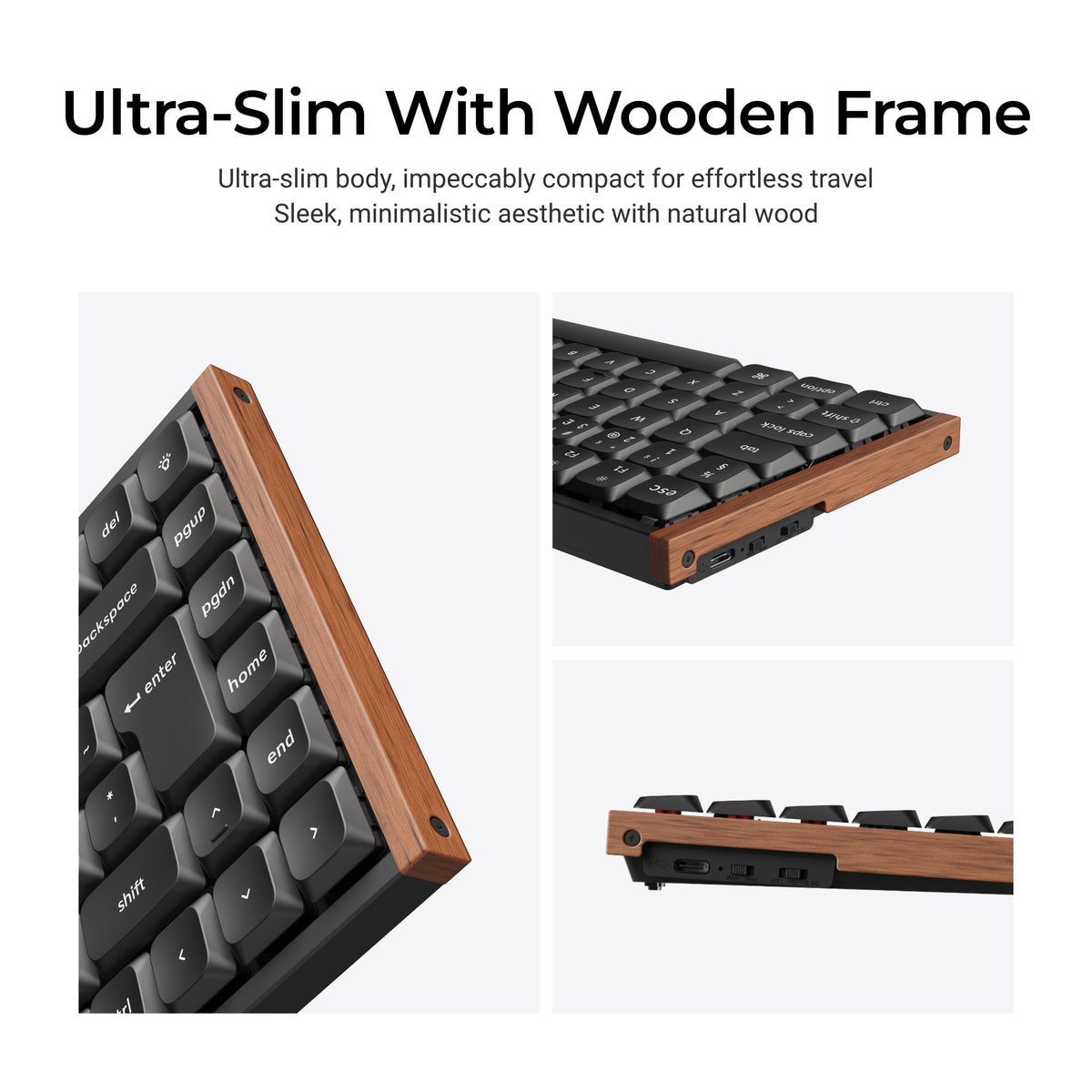 Keychron K3 Ultra SE 75% 8K Wireless näppäimistö, Wood Black, Milk POM Red kytkimet – 12