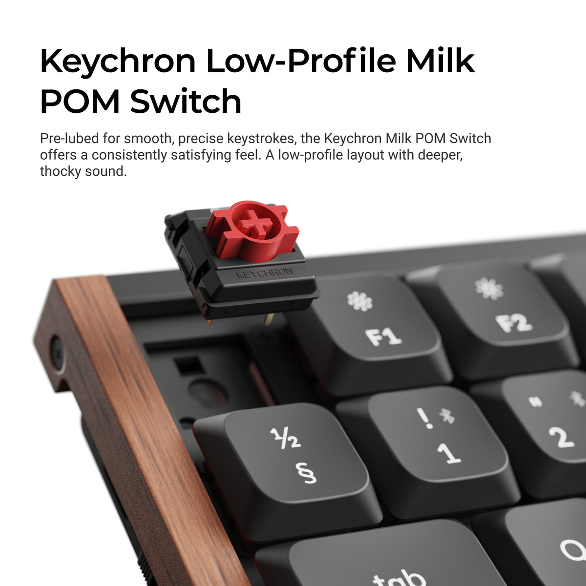 Keychron K3 Ultra SE 75% 8K Wireless näppäimistö, Wood Black, Milk POM Red kytkimet – 9
