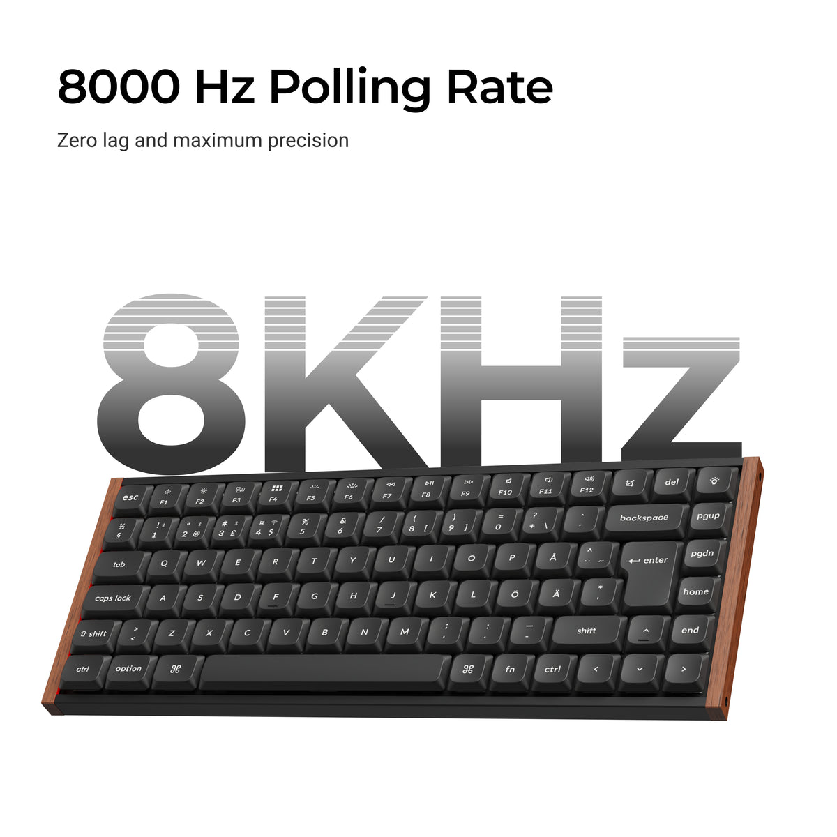 Keychron K3 Ultra SE 75% 8K Wireless näppäimistö, Wood Black, Milk POM Red kytkimet – 10