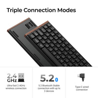 Keychron K3 Ultra SE 75% 8K Wireless näppäimistö, Wood Black, Milk POM Red kytkimet – 14