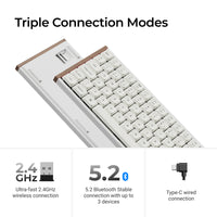Keychron K3 Ultra SE 75% 8K Wireless näppäimistö, Wood White, Milk POM Red kytkimet – 13
