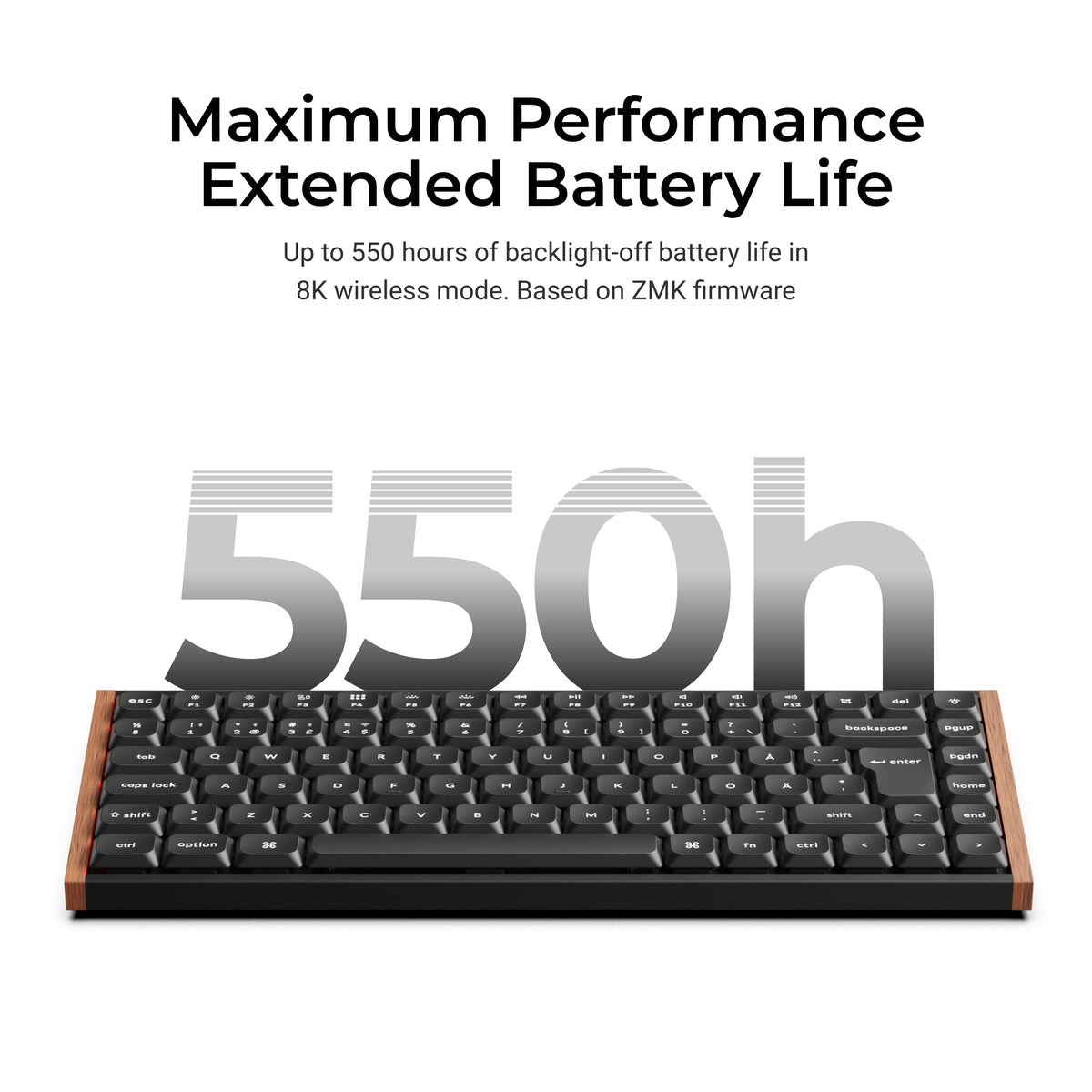 Keychron K3 Ultra SE 75% 8K Wireless näppäimistö, Wood White, Milk POM Red kytkimet – 10