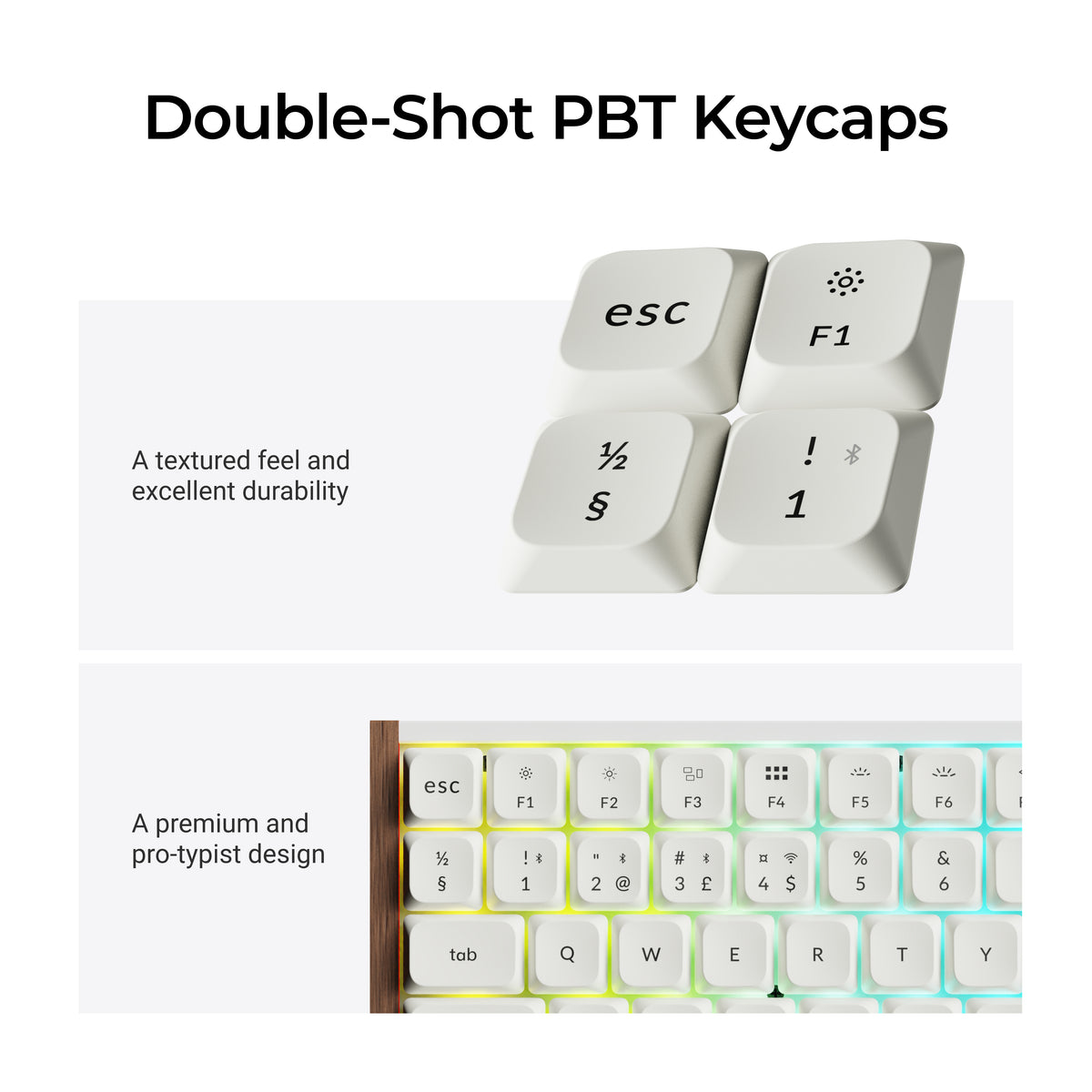 Keychron K3 Ultra SE 75% 8K Wireless näppäimistö, Wood White, Milk POM Red kytkimet – 12