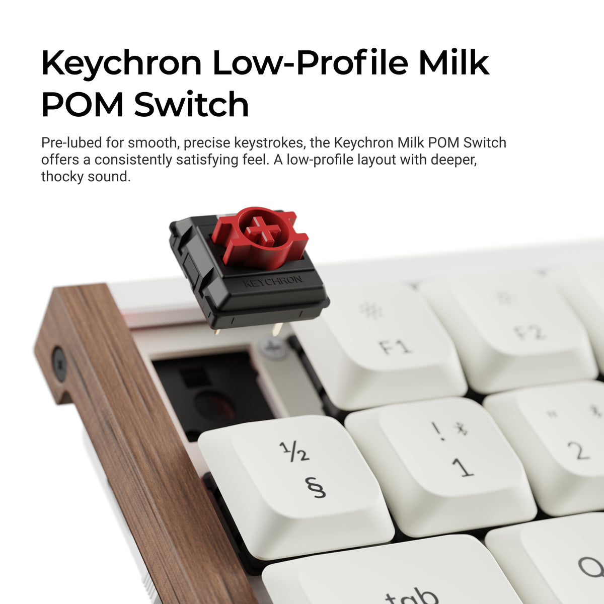 Keychron K3 Ultra SE 75% 8K Wireless näppäimistö, Wood White, Milk POM Red kytkimet – 8