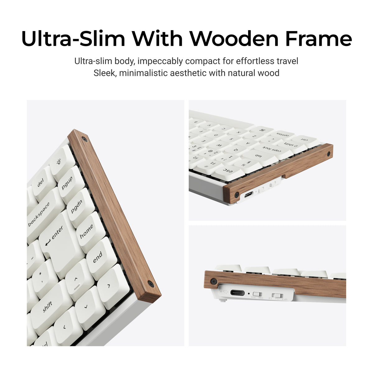 Keychron K3 Ultra SE 75% 8K Wireless näppäimistö, Wood White, Milk POM Red kytkimet – 11