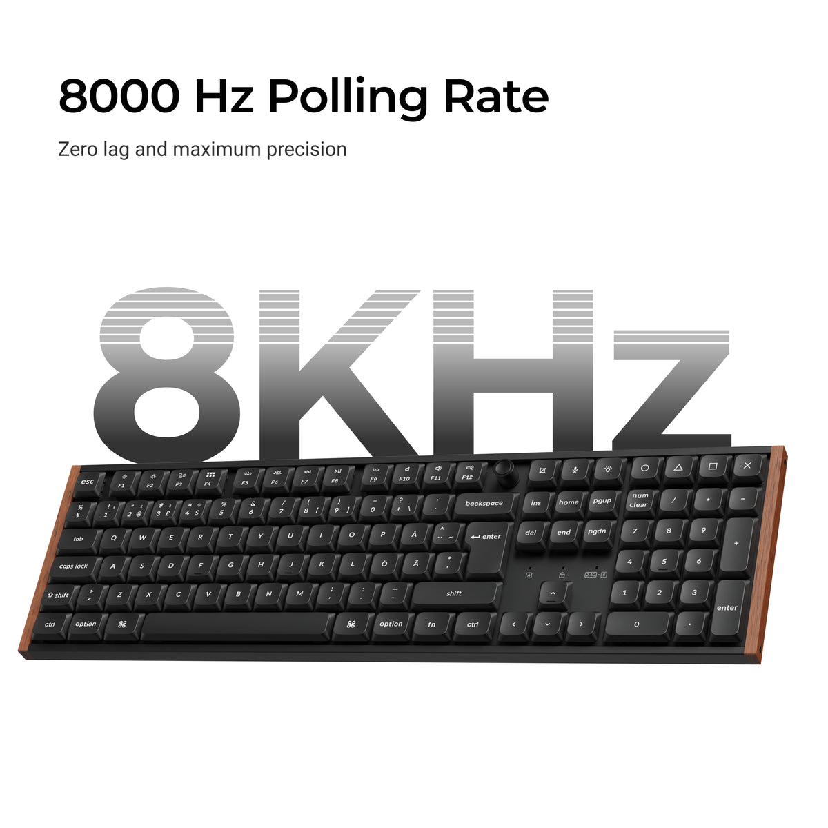 Keychron K5 Ultra SE 100% 8K Wireless näppäimistö, Wood Black, Milk POM Red kytkimet – 10