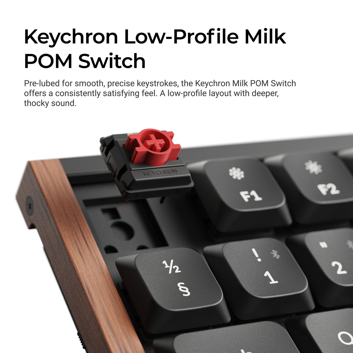 Keychron K5 Ultra SE 100% 8K Wireless näppäimistö, Wood Black, Milk POM Red kytkimet – 9