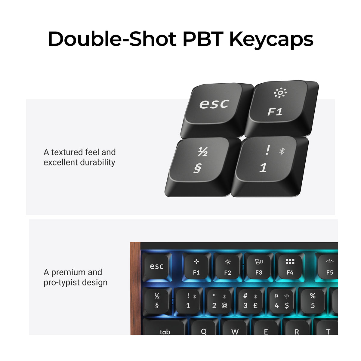 Keychron K5 Ultra SE 100% 8K Wireless näppäimistö, Wood Black, Milk POM Red kytkimet – 13