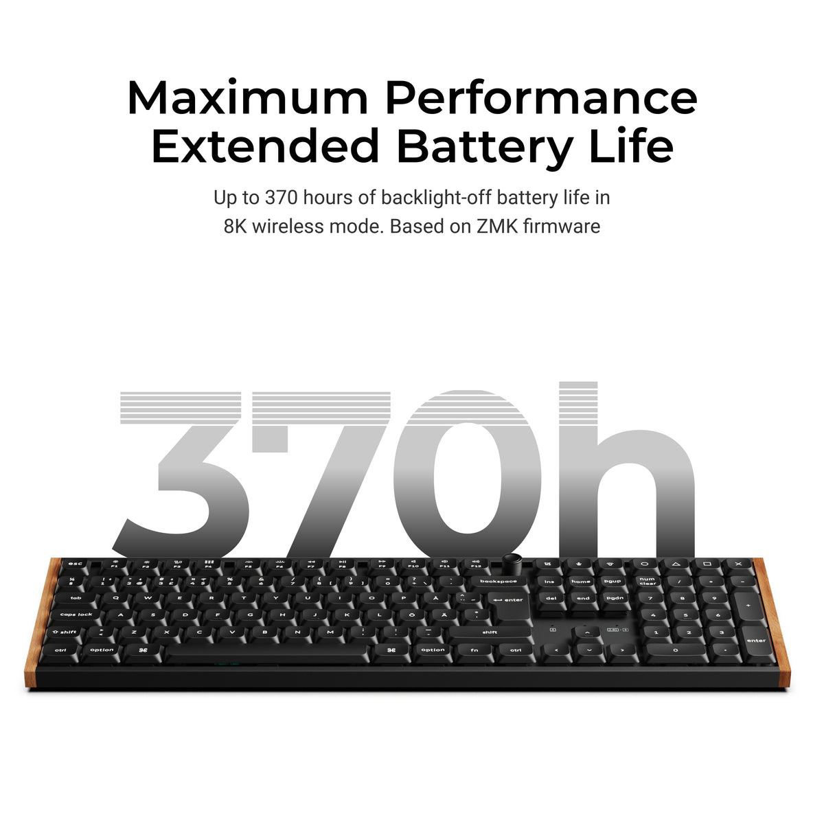 Keychron K5 Ultra SE 100% 8K Wireless näppäimistö, Wood Black, Milk POM Red kytkimet – 11