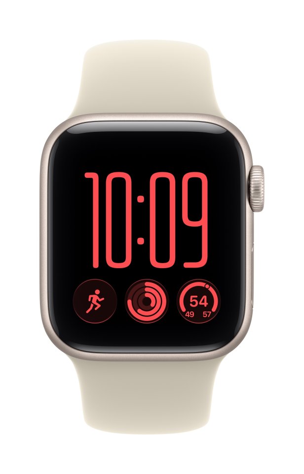 Apple Watch SE 3 (GPS + Cellular) 40 mm tähtivalkea alumiinikuori ja hiekanvärinen urheiluranneke, S/M