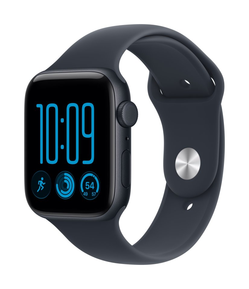 Apple Watch SE 3 (GPS + Cellular) 44 mm keskiyö alumiinikuori ja musteensininen urheiluranneke, M/L