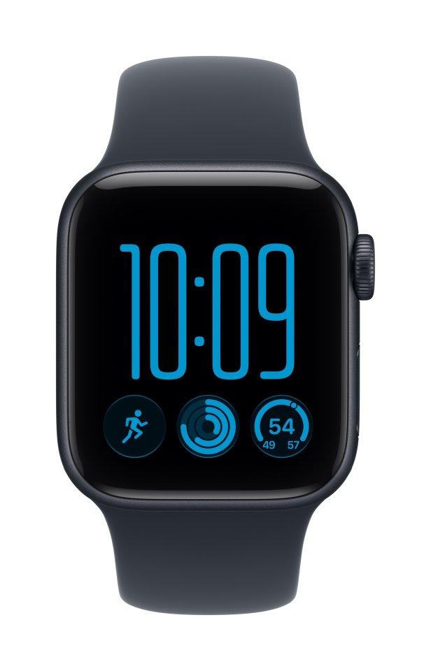 Apple Watch SE 3 (GPS + Cellular) 40 mm keskiyö alumiinikuori ja musteensininen urheiluranneke, S/M