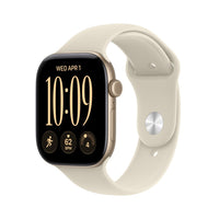 Apple Watch Series 12 (GPS + Cellular) 46 mm vaalea kulta alumiinikuori ja hiekka urheiluranneke, M/L