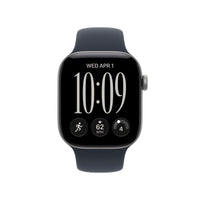 Apple Watch Series 12 (GPS + Cellular) 42 mm tähtiharmaa alumiinikuori ja musteensininen urheiluranneke, S/M