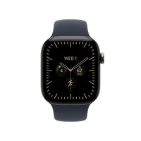 Apple Watch Series 12 (GPS + Cellular) 42 mm luonnonvaalea titaanikuori ja musteensininen urheiluranneke, S/M