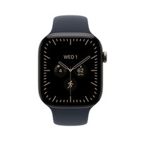 Apple Watch Series 12 (GPS + Cellular) 46 mm luonnonvaalea titaanikuori ja musteensininen urheiluranneke, M/L