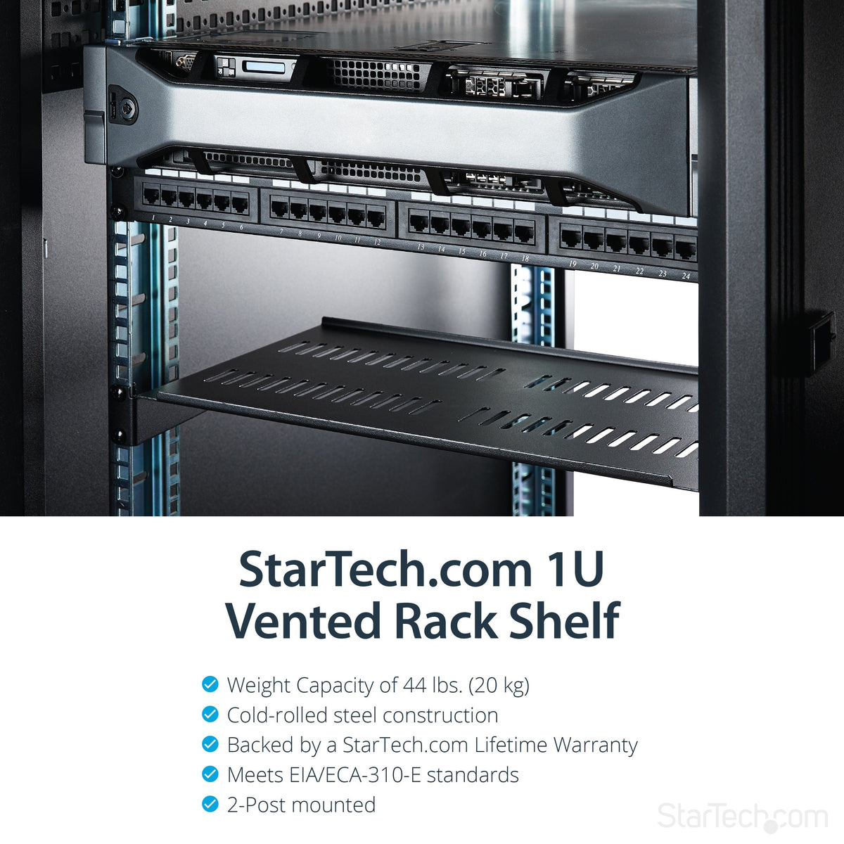 StarTech 1U Server Rack Shelf Vented 10" räkkihylly – 4
