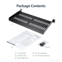 StarTech 1U Server Rack Shelf Vented 10" räkkihylly – 8
