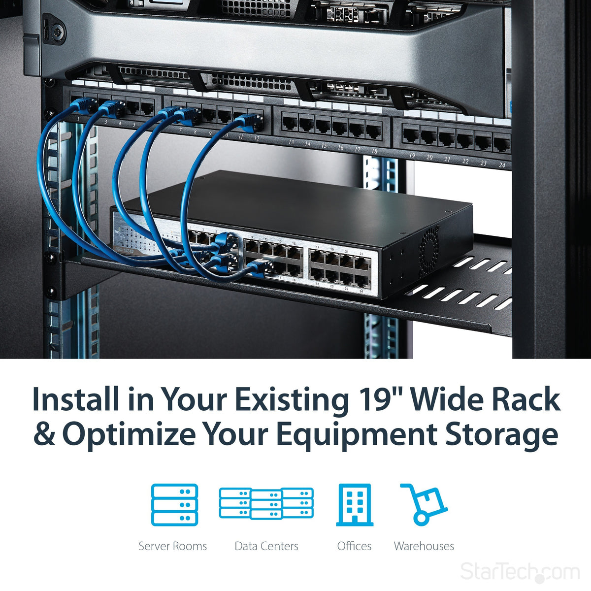 StarTech 1U Server Rack Shelf Vented 10" räkkihylly – 7