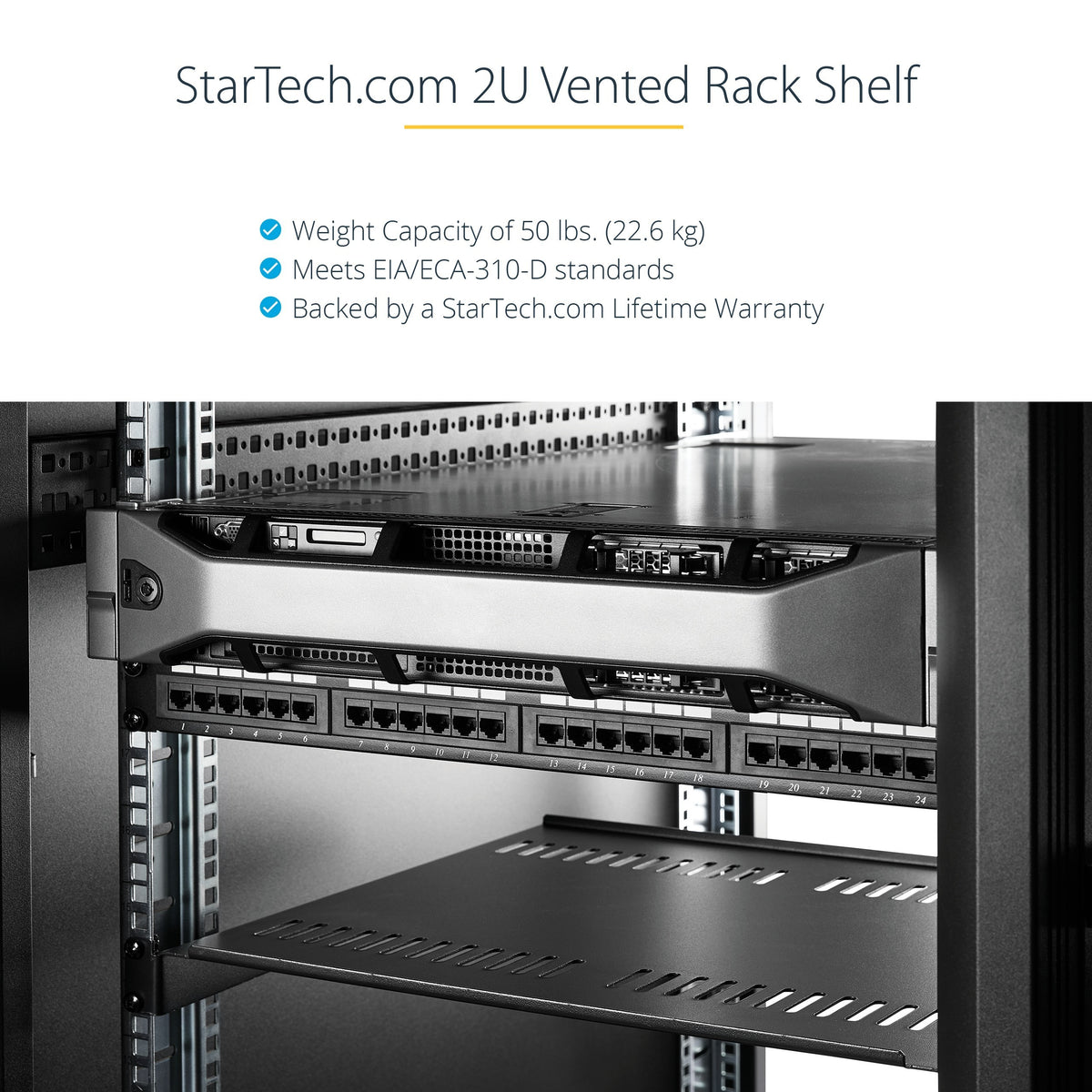 StarTech 2U Server Rack Shelf Vented 16" räkkihylly – 6