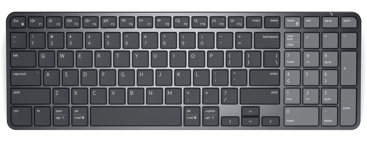 Dell Pro 7 Rechargeable Compact KB746 langaton näppäimistö, grafiitti – 1 (näppäinasettelu suuntaa-antava; toimitetaan pohjoismaisella QWERTY-asettelulla)