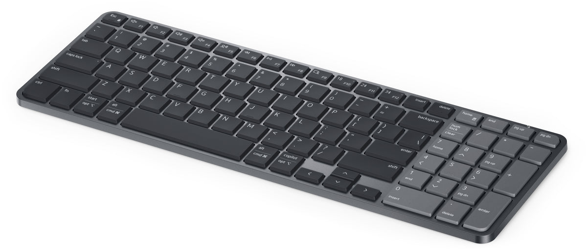 Dell Pro 7 Rechargeable Compact KB746 langaton näppäimistö, grafiitti – 3 (näppäinasettelu suuntaa-antava; toimitetaan pohjoismaisella QWERTY-asettelulla)