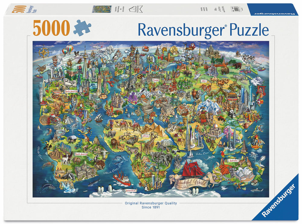 Ravensburger Illustrated World Map palapeli, 5000 palaa – 1
