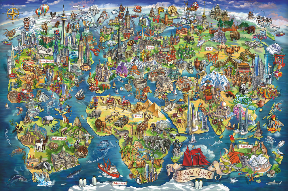 Ravensburger Illustrated World Map palapeli, 5000 palaa – 2