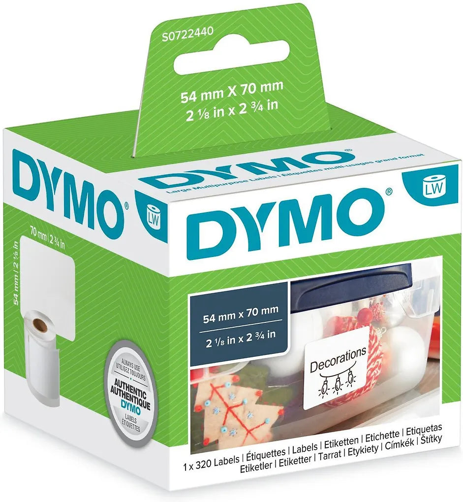 Dymo LabelWriter -yleistarra 70 x 54 mm, 320 tarraa, valkoinen