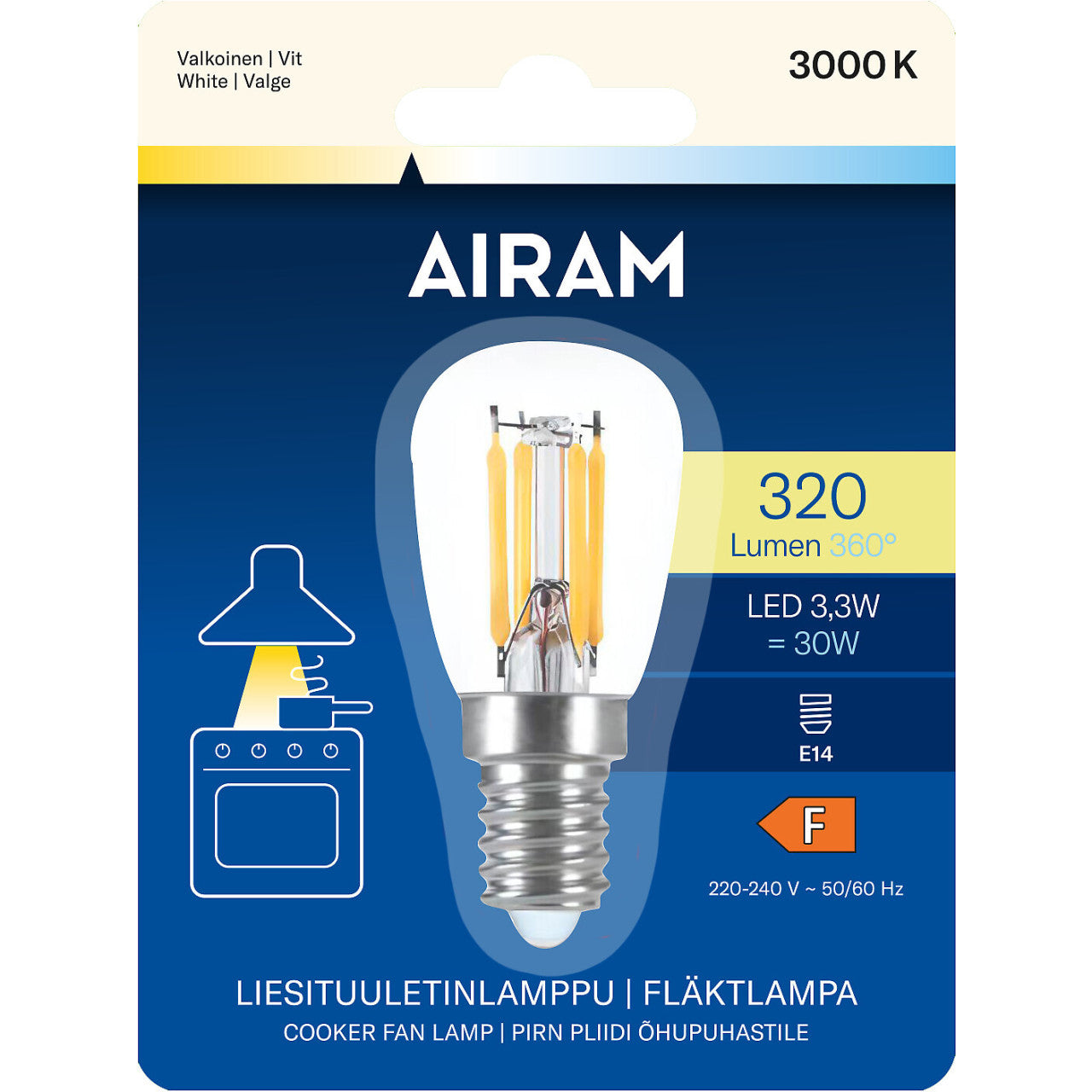 Airam LED T26 830 320lm E14 spisfläktslampa