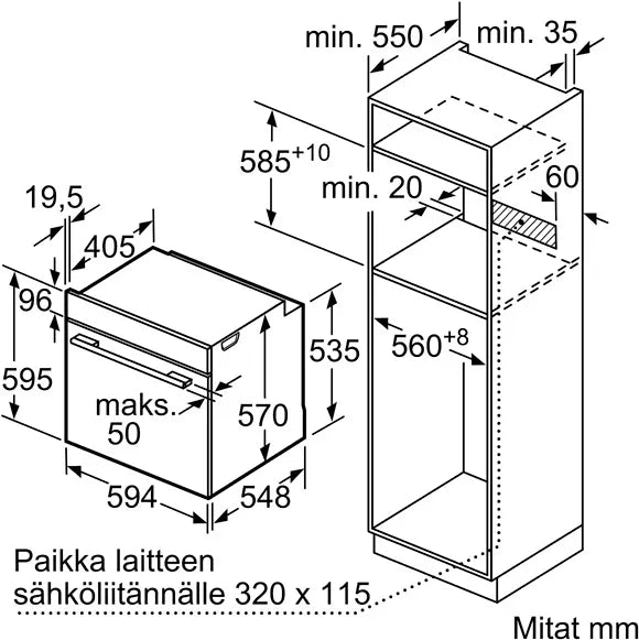 Bosch HBA530BS0S Serie 2 fristående ugn, stål