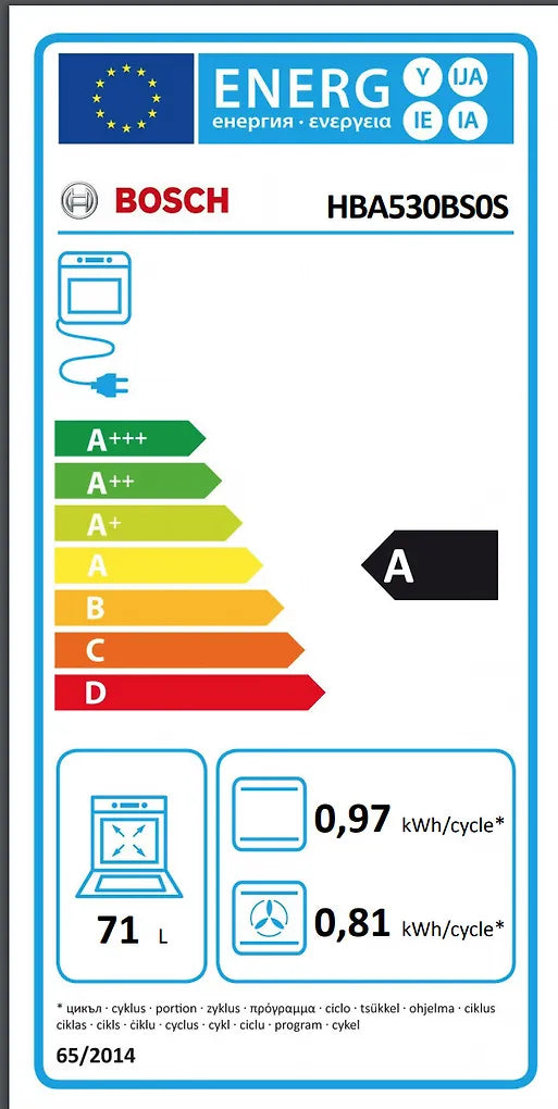 Bosch HBA530BS0S Serie 2 fristående ugn, stål