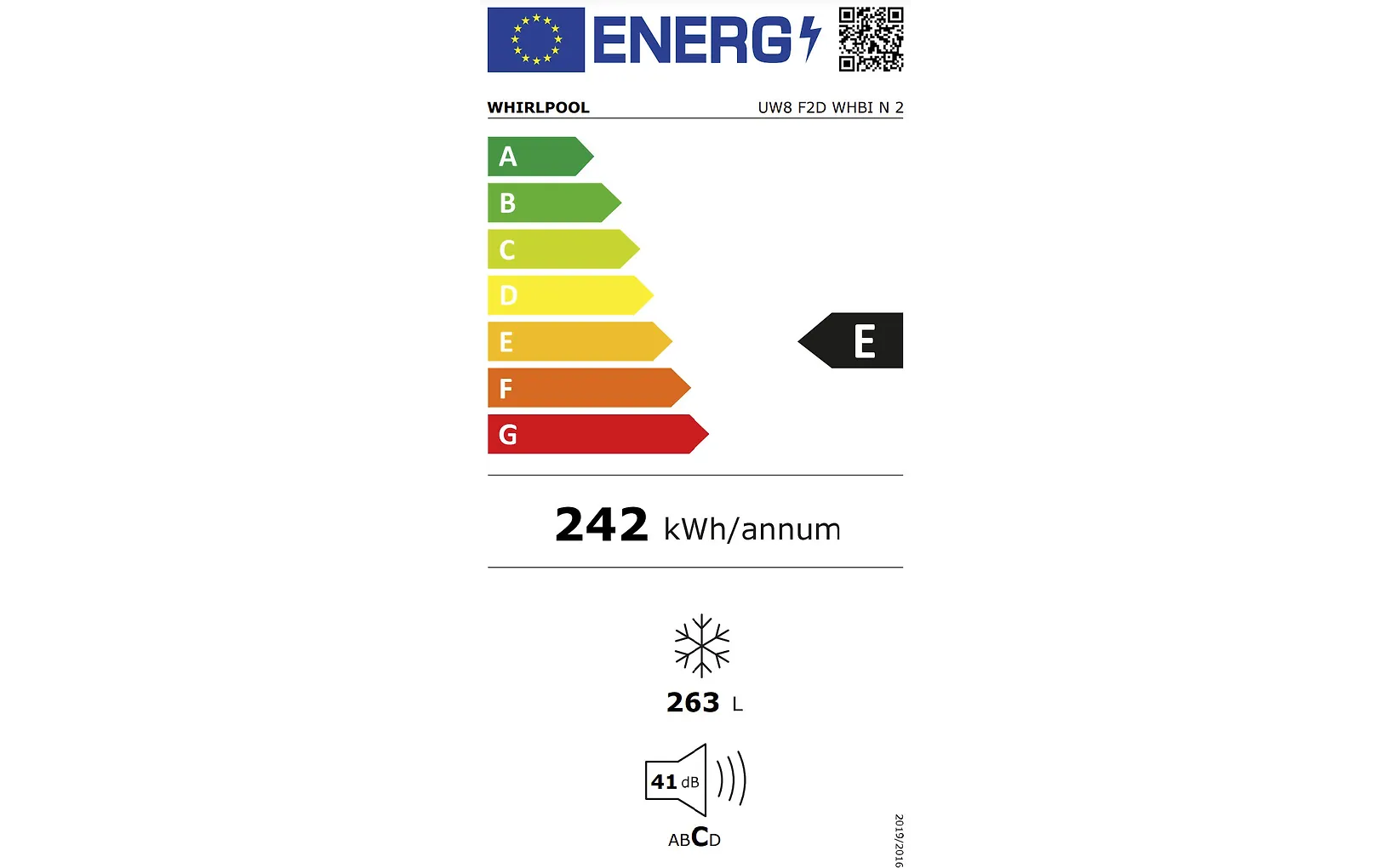 Whirlpool UW8F2DWHBIN2 kaappipakastin, valkoinen