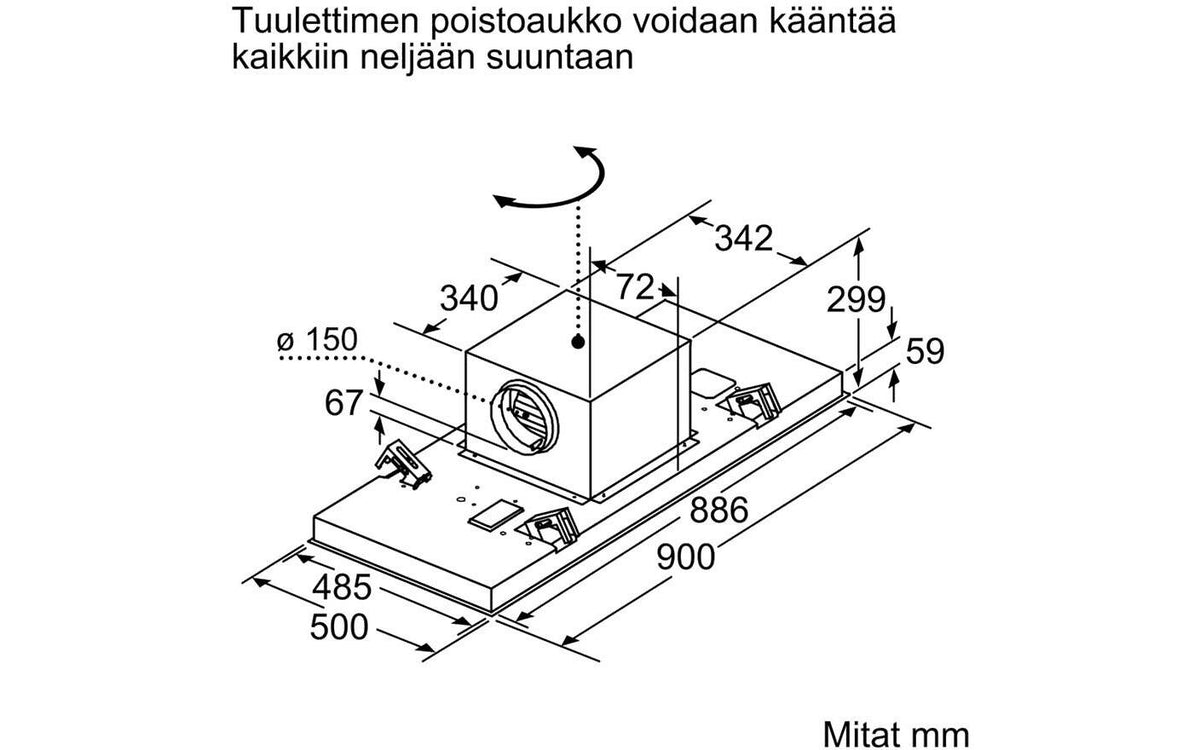 Bosch DRC97AQ50 Serie 6 -liesituuletin, kattoon integroitava, 90 cm – kuva 8