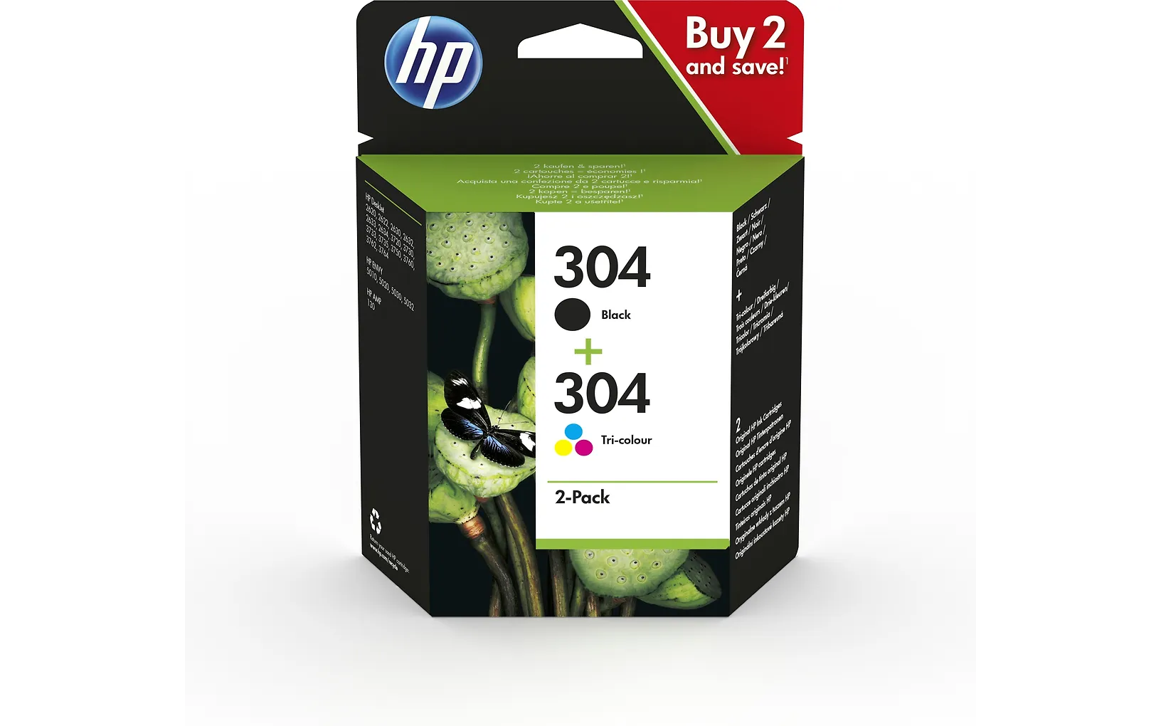 HP 304 -mustekasettipakkaus, musta ja kolmiväri